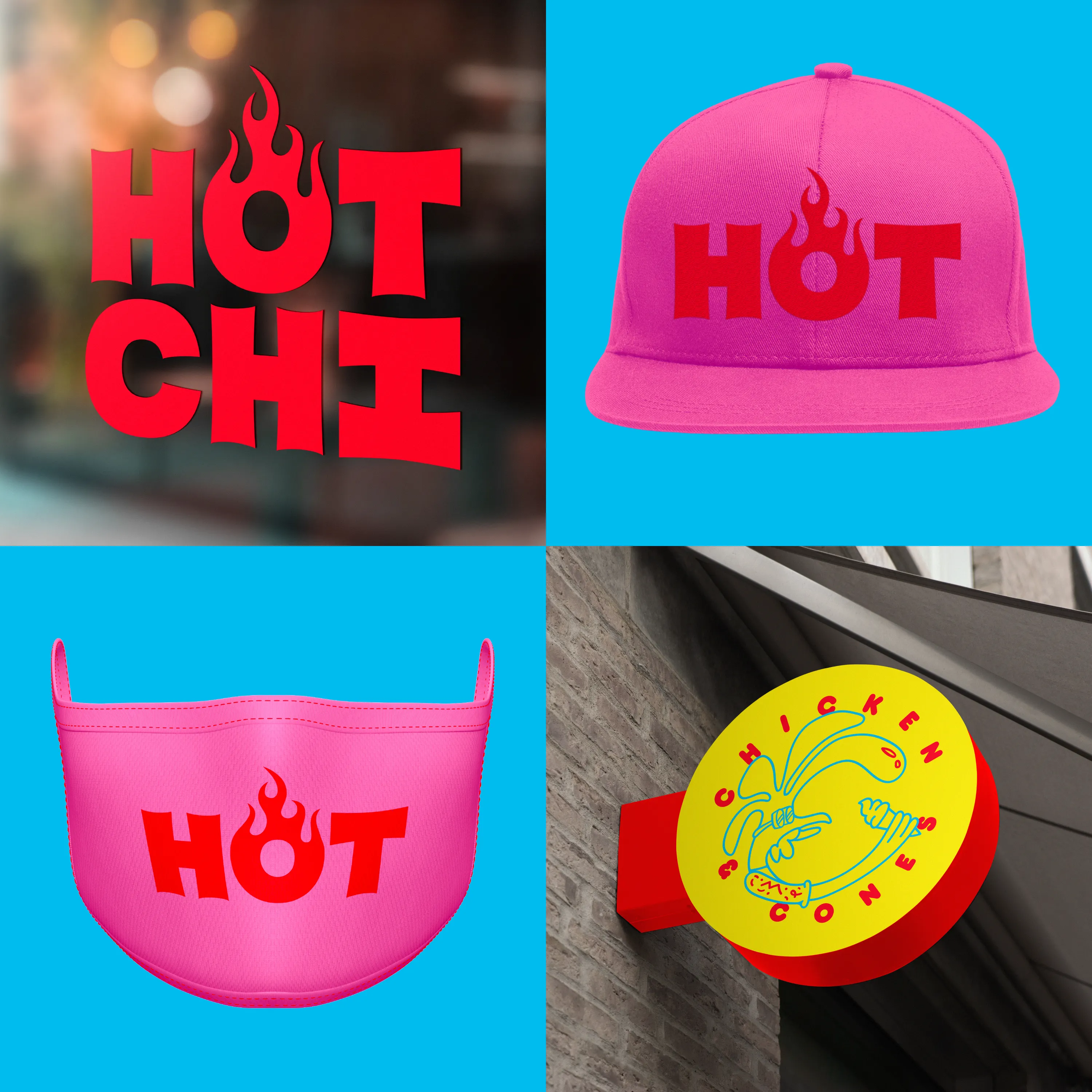 Hot Chi Chicago Hot Chicken Branding Graphic Design 04 Hot Sign Hat Mask